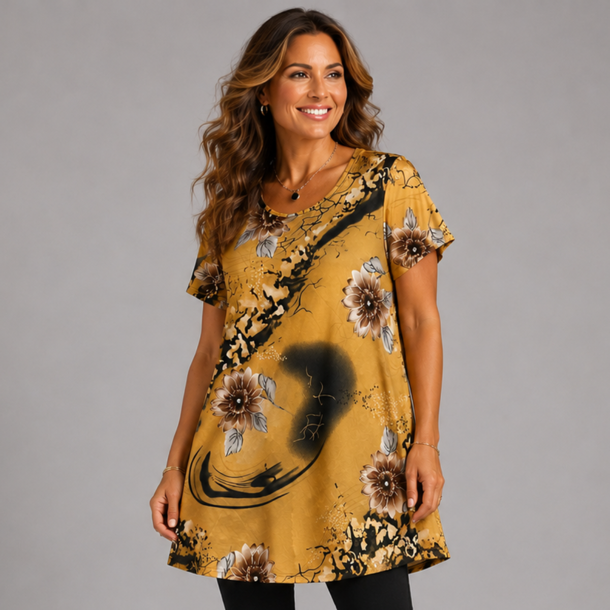 Mustard Floral Swing Top