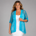 Satin Panel Lace Jacket with Button Sleeves