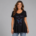 ROCKTHOSECURVES FLARED HEM STUDDED BUTTERFLIES LONG TOP