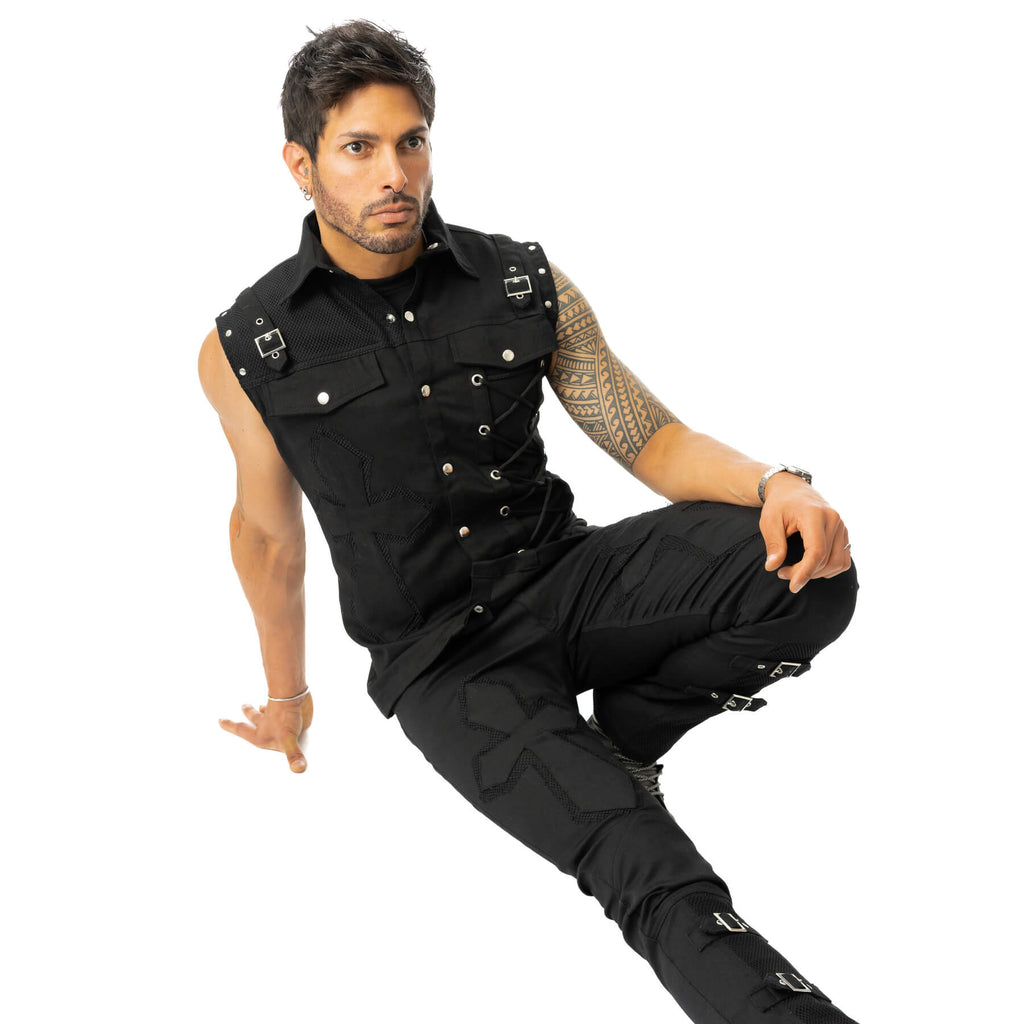 Poizen Industries Sanctified Sins Gothic Pants with Buckles & Chains
