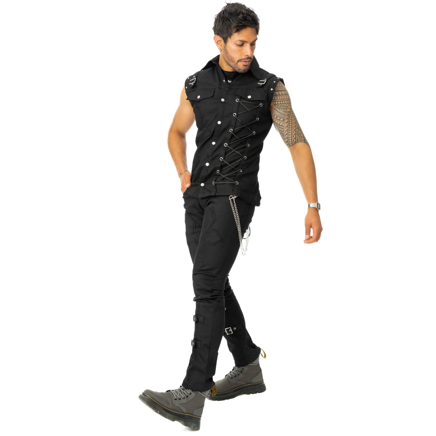 Poizen Industries Sanctified Sins Gothic Pants with Buckles & Chains
