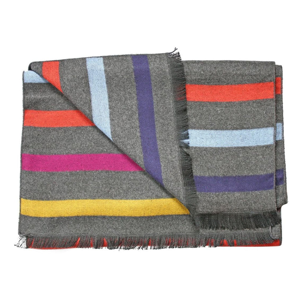 Swole Panda Multi Fine Stripe Bamboo Scarf – Charcoal Grey & Colorful