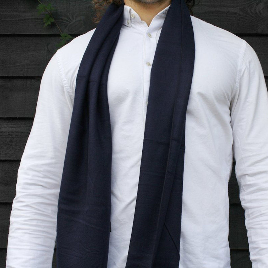 Swole Panda Navy Bamboo Scarf – Soft Fringed Sustainable Accessory