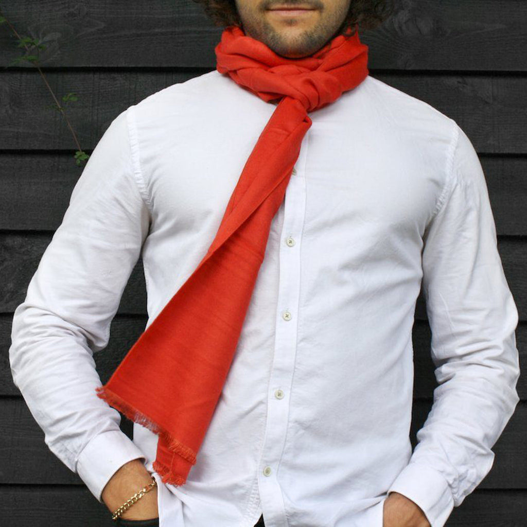 Swole Panda Tangerine Orange Bamboo Scarf – Sustainable Vegan Cashmere