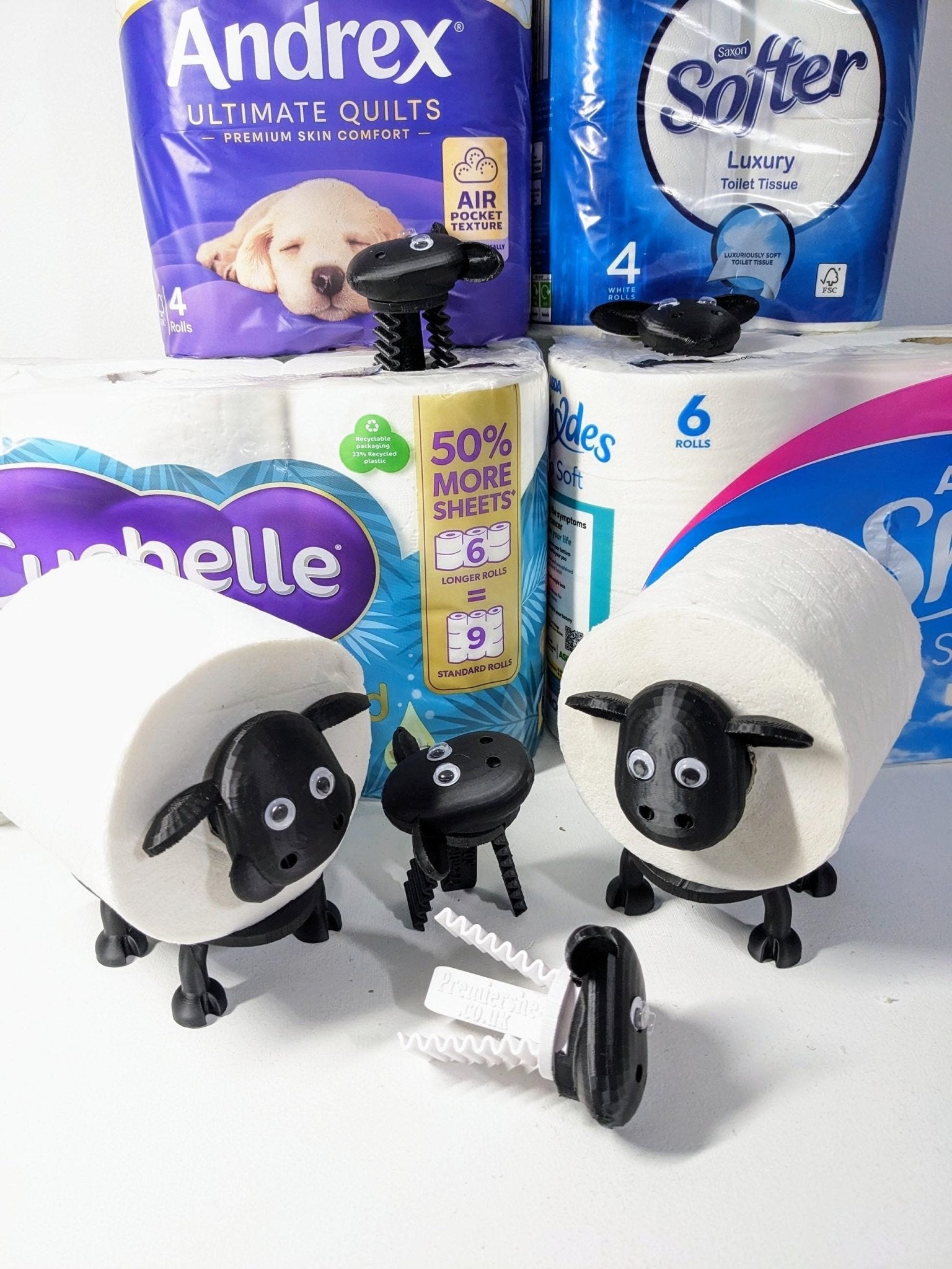 Chaddyverse Black Sheep Toilet Roll Holders – Set of 3 Handmade 3D Prints