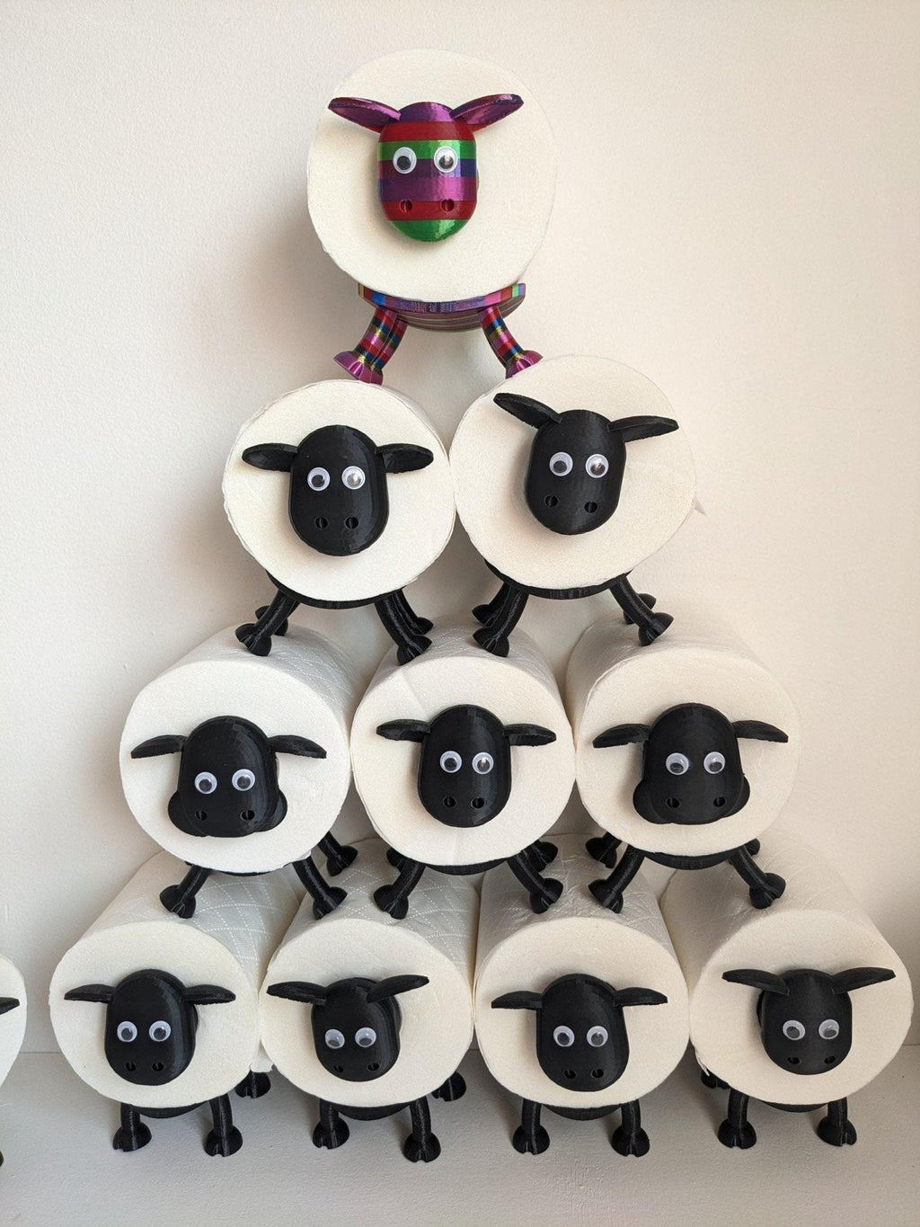 Chaddyverse Black Sheep Toilet Roll Holders – Set of 3 Handmade 3D Prints