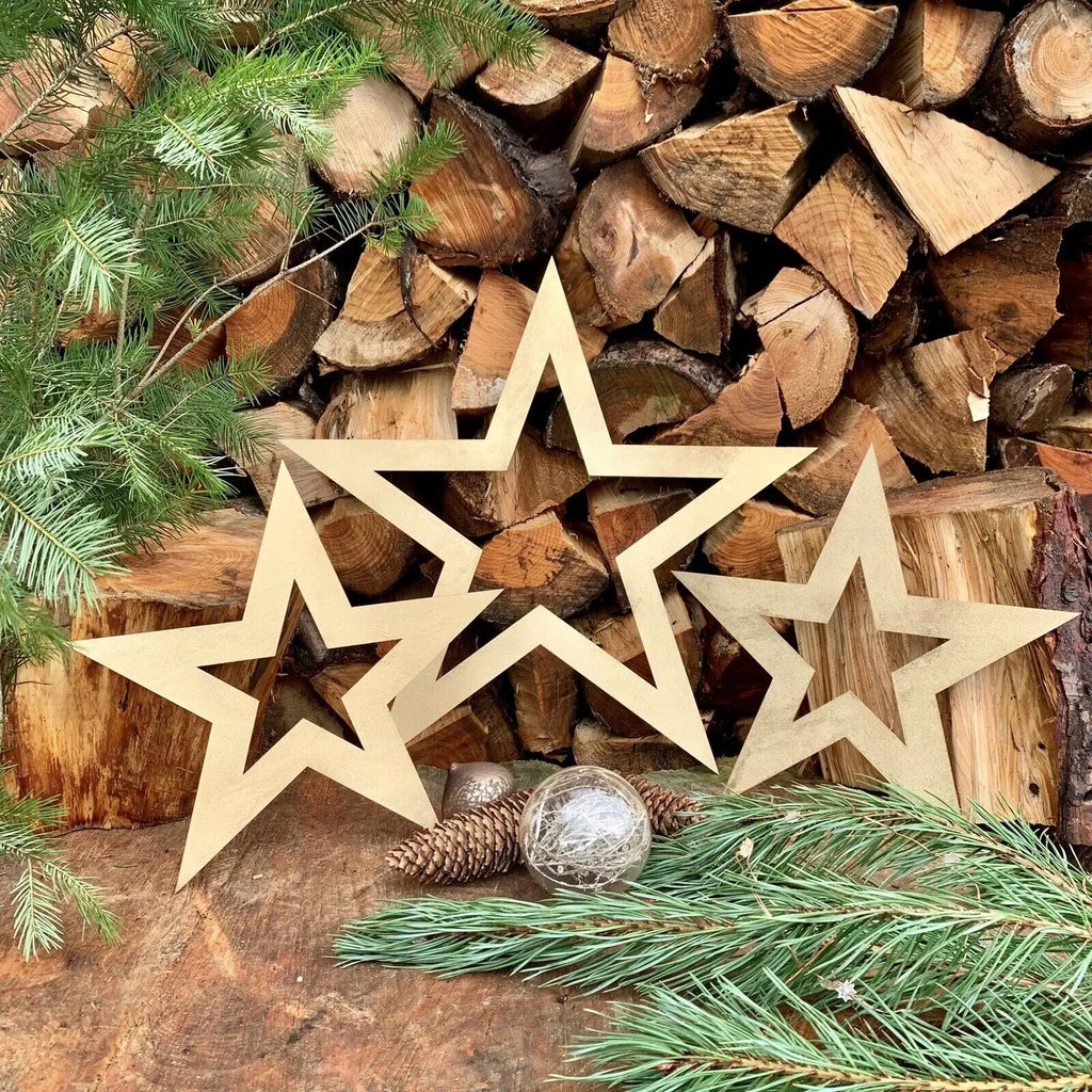 Rustic Warehouse Norfolk Gold Metal Stars – Set of 3 Garden Wall Art