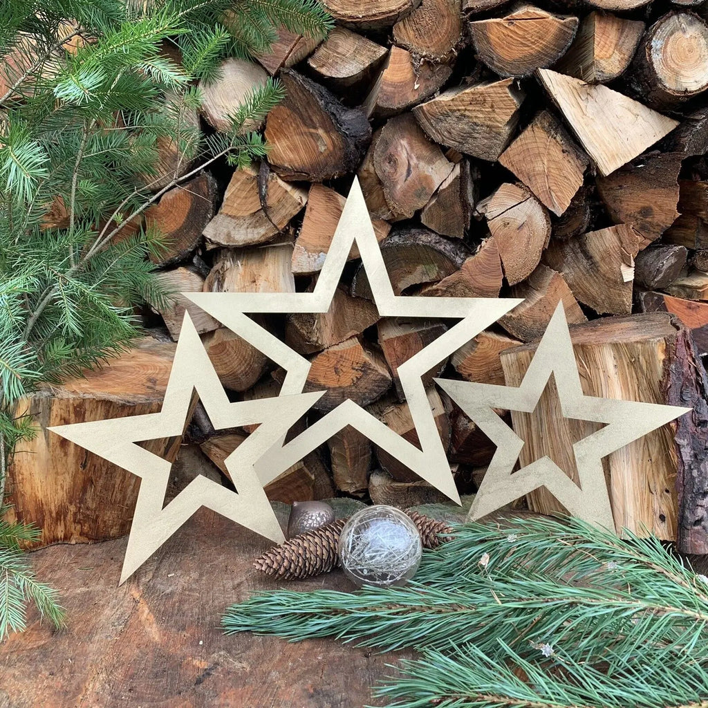 Rustic Warehouse Norfolk Gold Metal Stars – Set of 3 Garden Wall Art