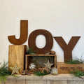 JOY Rusty Metal Letters – 12 Inch Steel Christmas Mantle Decor | RW Norfolk