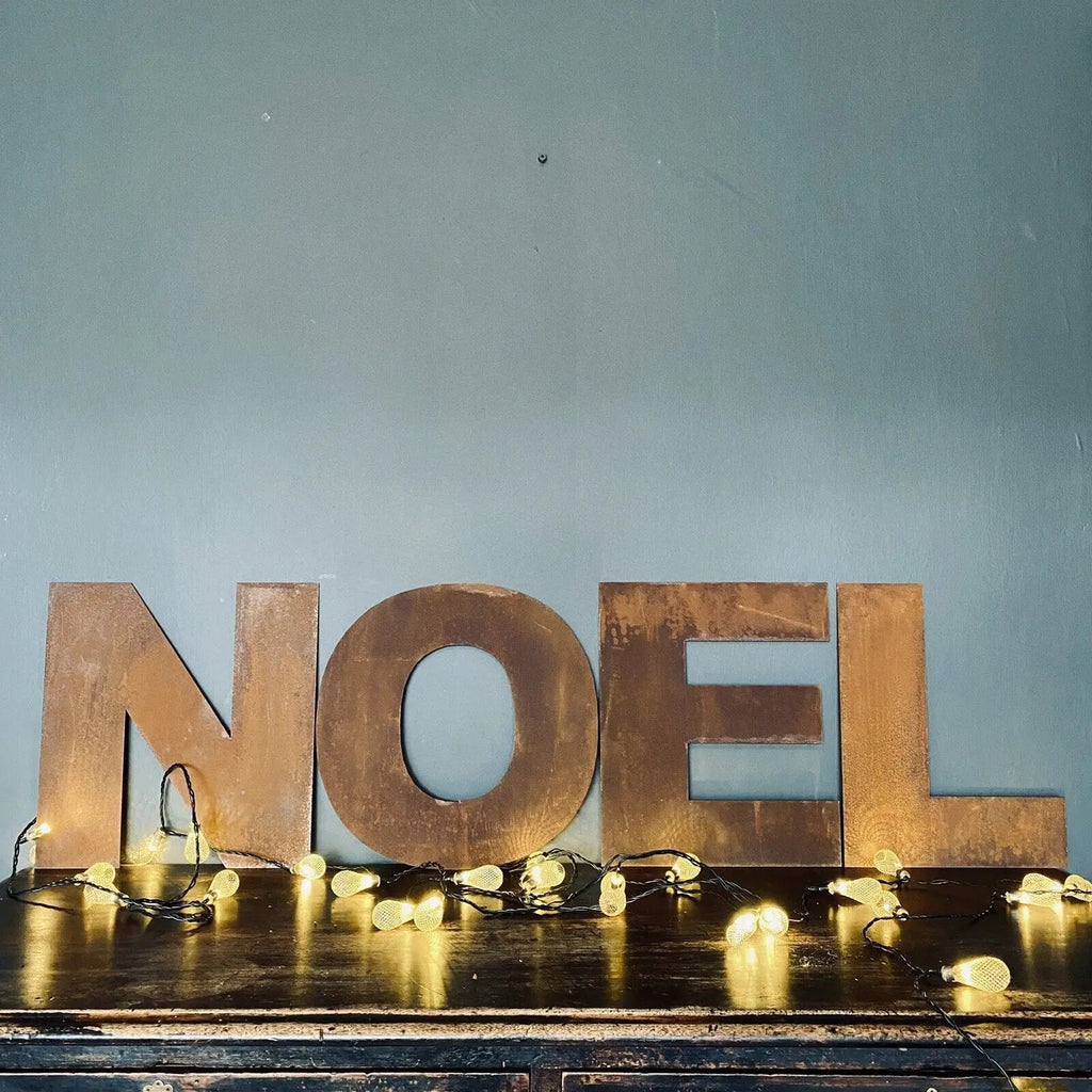NOEL Rusty Metal Letters – 12 Inch Tall Christmas Mantle Decor | RW Norfolk
