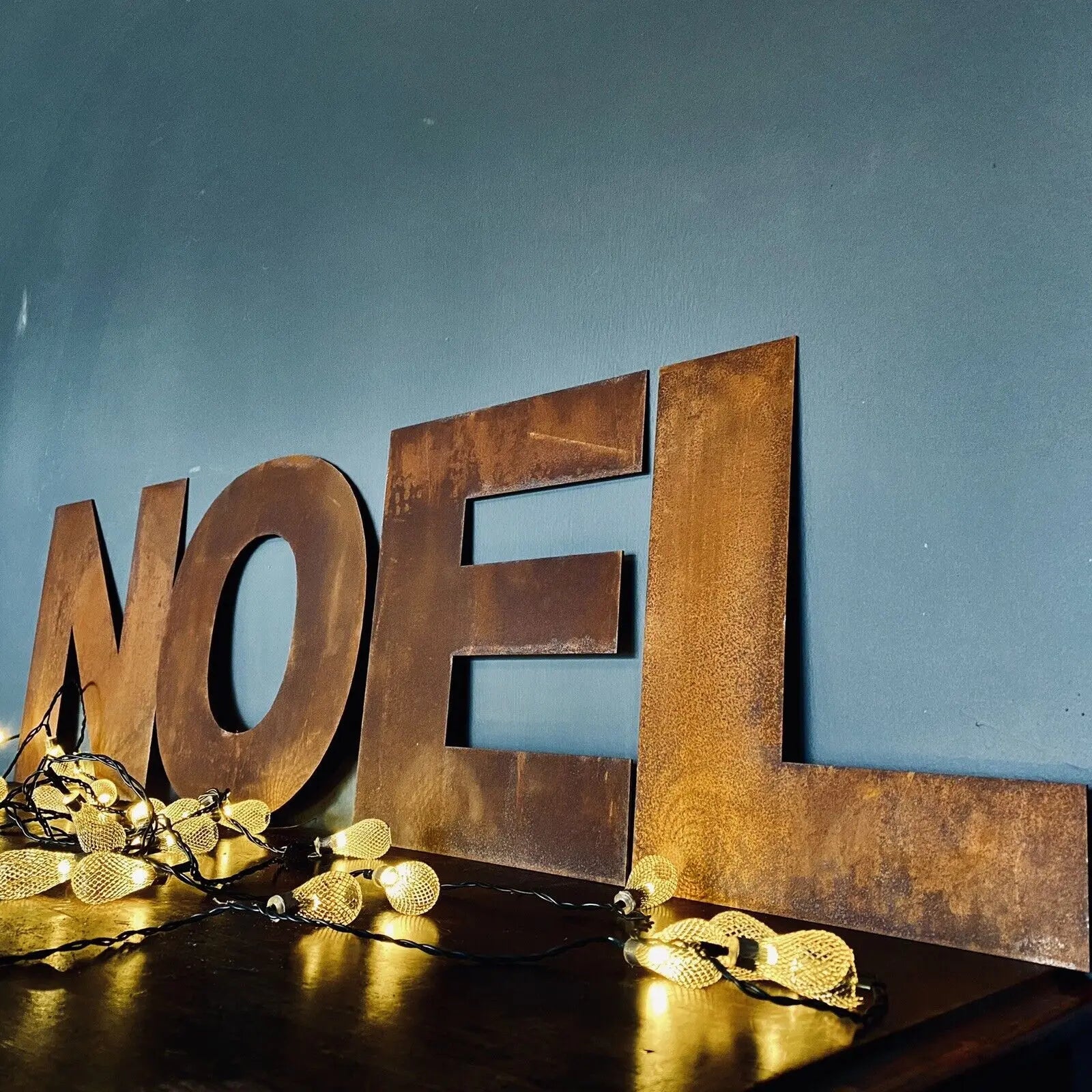 NOEL Rusty Metal Letters – 12 Inch Tall Christmas Mantle Decor | RW Norfolk