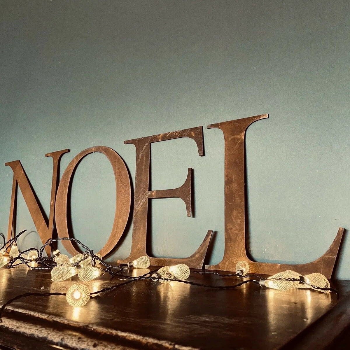 Rustic Metal NOEL Letters – 12 Inch Steel Christmas Mantle Decor by RWN