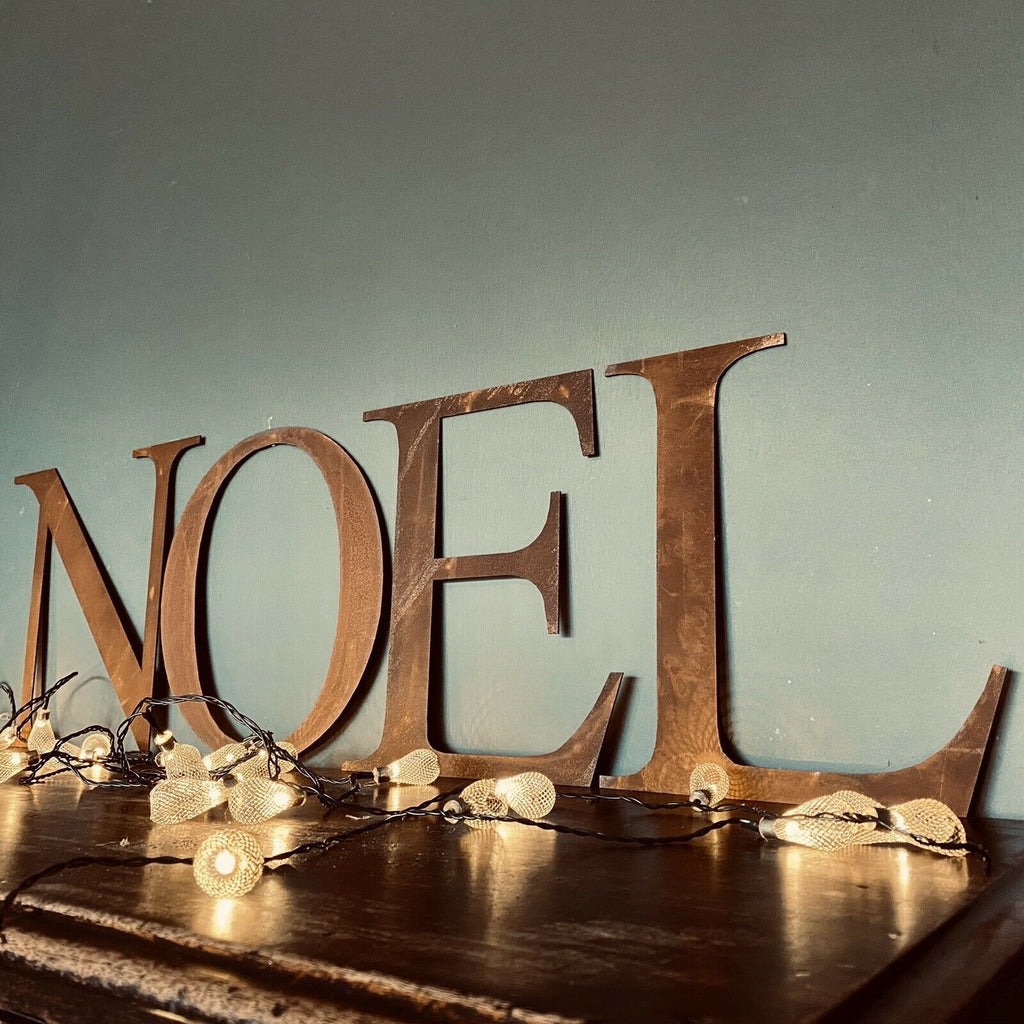 Rustic Metal NOEL Letters – 12 Inch Steel Christmas Mantle Decor by RWN