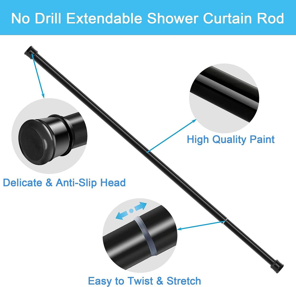 Aiitomg No-Drill Tension Shower Curtain Rod – 110-200cm Rust-Resistant