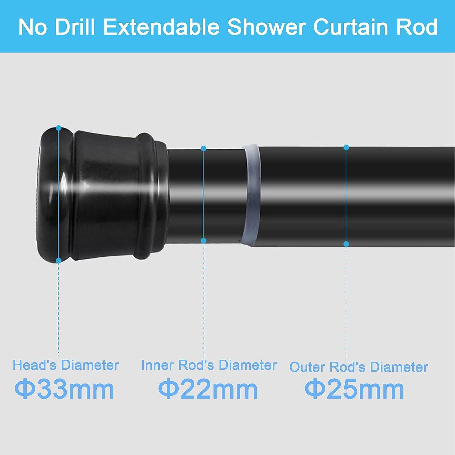 Aiitomg No-Drill Tension Shower Curtain Rod – 110-200cm Rust-Resistant