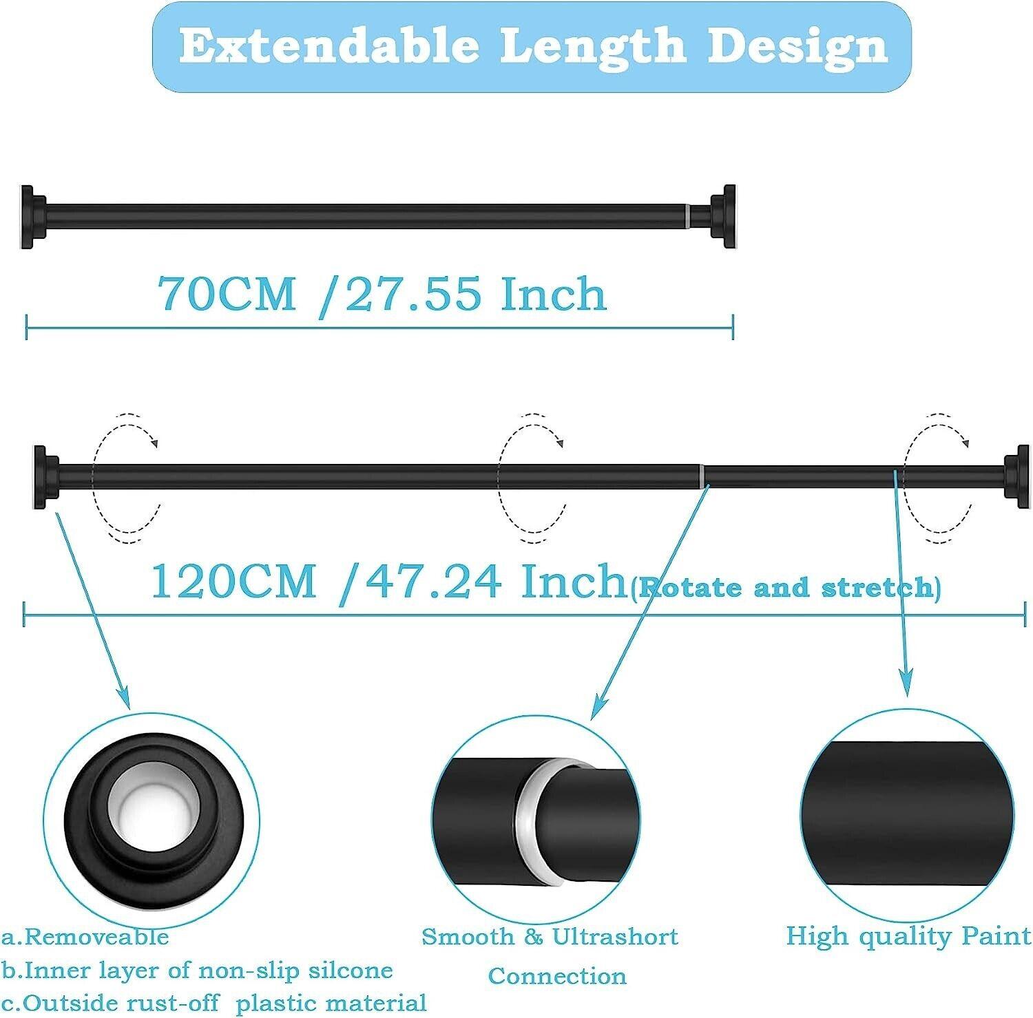 Massive Discounts Tension Shower Curtain Rod – 2PK Stainless Steel 70-120cm