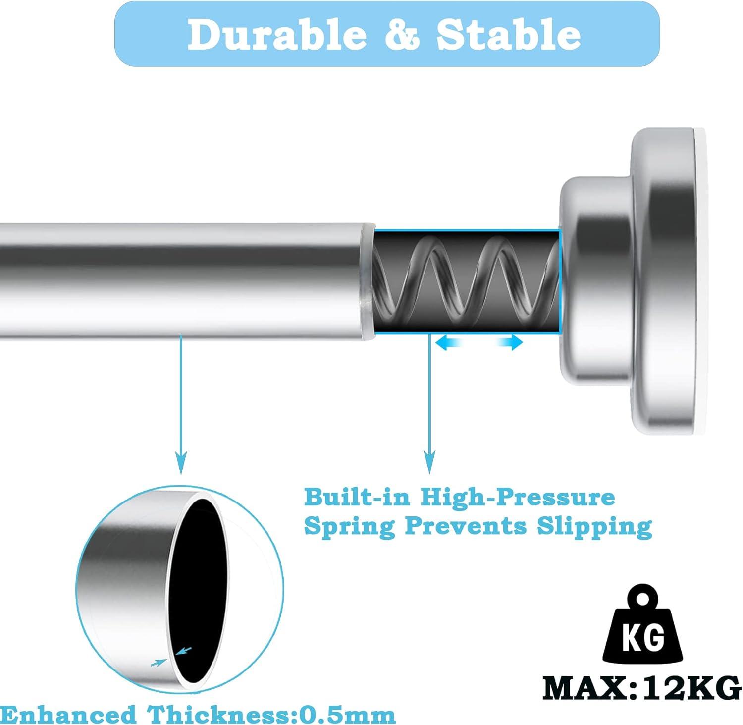 Aiitomg Stainless Steel Shower Curtain Rod | No Drill Extendable 50-80cm