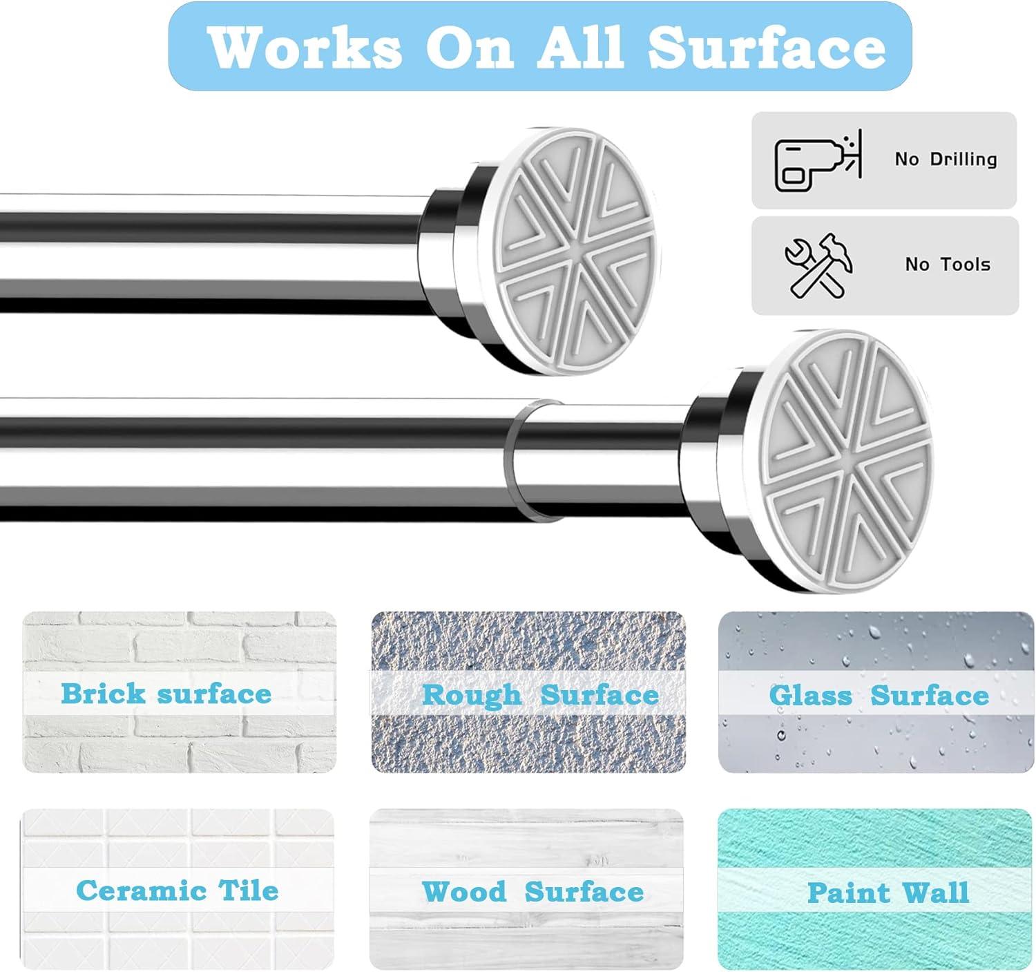 Aiitomg Stainless Steel Shower Curtain Rod | No Drill Extendable 50-80cm