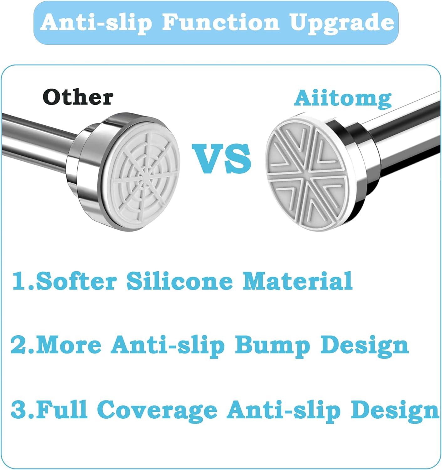 Aiitomg Stainless Steel Shower Curtain Rod | No Drill Extendable 50-80cm