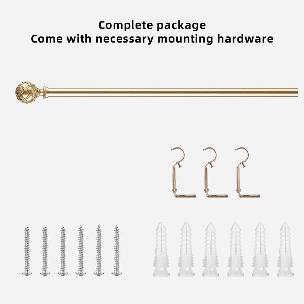 Ycolnaefllr 1 Inch Adjustable Gold Curtain Rod, 48-84 Inch Window Hardware