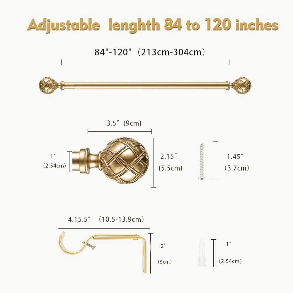 Massive Discounts Gold Heavy Duty Curtain Rod | Adjustable 84–120in
