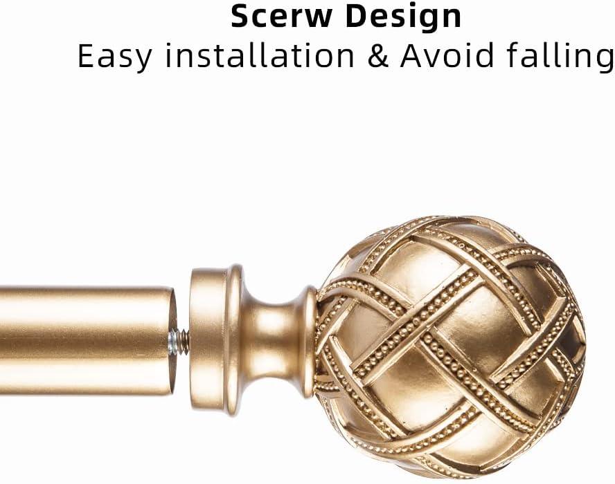 Massive Discounts Gold Heavy Duty Curtain Rod | Adjustable 84–120in