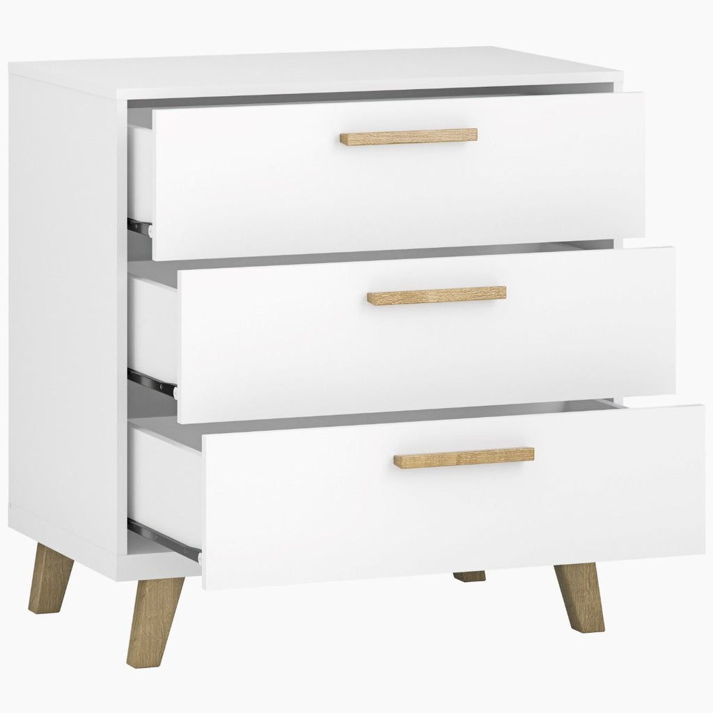Little Acorns Siriana 2 Piece Nursery Furniture Set with Cot Bed and Dresser - White & Oak