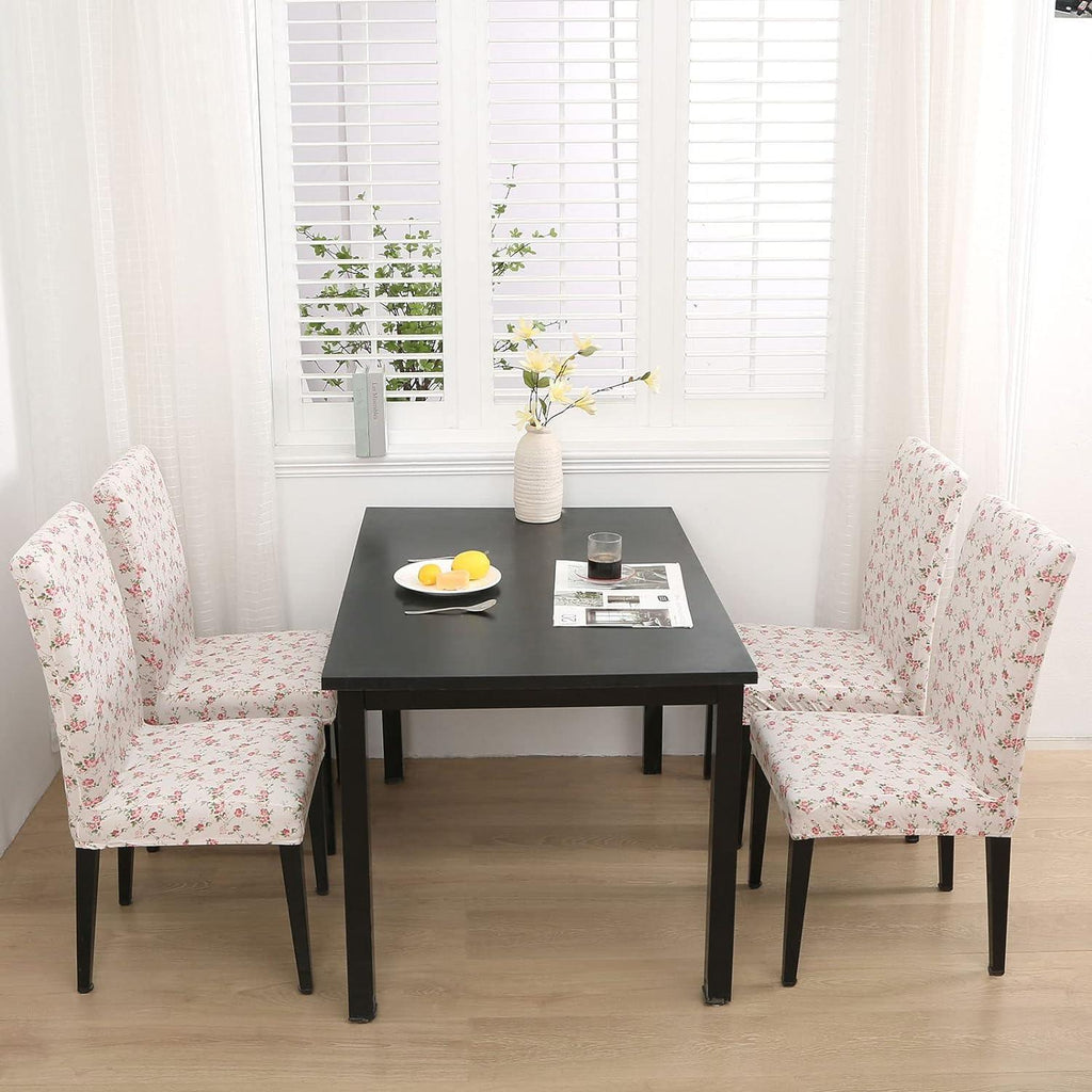 Massive Discounts Pink Floral Dining Chair Covers | Stretch Spandex 4 Pack