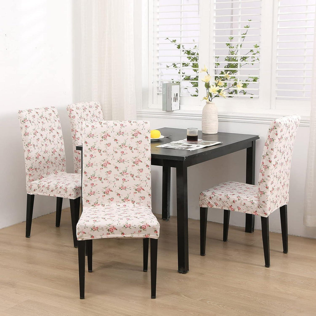 Massive Discounts Pink Floral Dining Chair Covers | Stretch Spandex 4 Pack