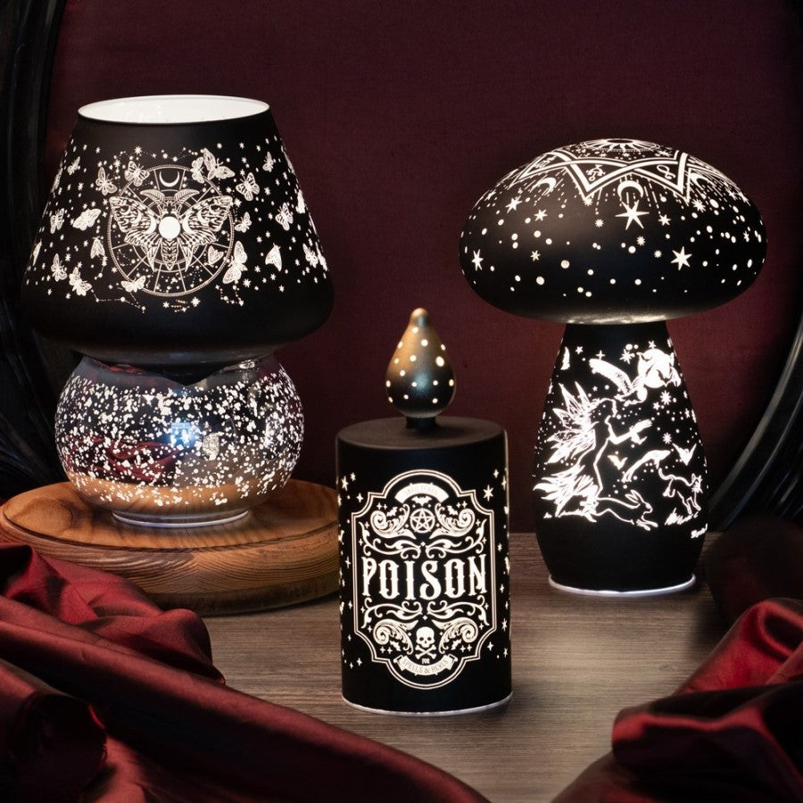 Alchemy Gothic Luna Moth Lamp – Etched Glass LED Gothic Home Decor