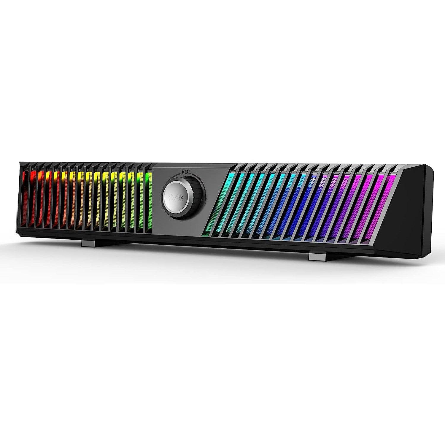 Smalody Bluetooth PC Speakers – 25W RGB LED Gaming Soundbar with Mic
