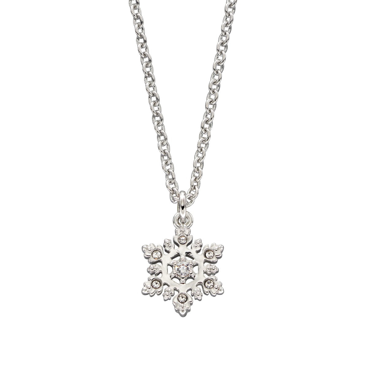 Gecko Kidsmas Snowflake Necklace – Silver Plated Brass with Crystals