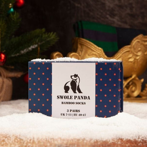 Swole Panda Bamboo Socks Gift Box – 3 Pair Orange and Blue Set