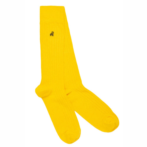 Swole Panda Banana Yellow Bamboo Socks – Soft Ribbed Sustainable Socks