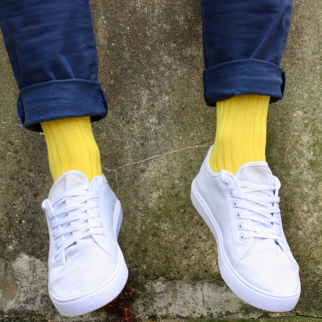Swole Panda Banana Yellow Bamboo Socks – Soft Ribbed Sustainable Socks