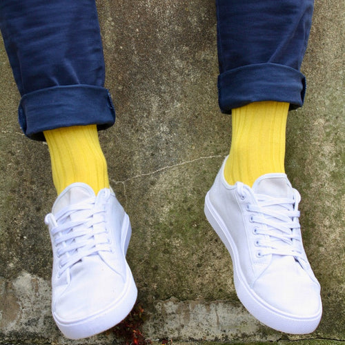 Swole Panda Banana Yellow Bamboo Socks – Soft Ribbed Sustainable Socks