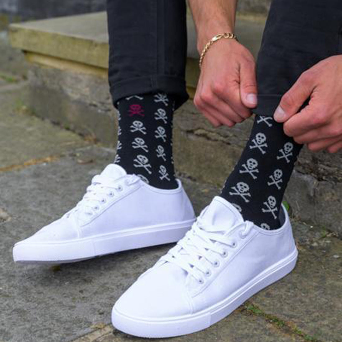 Swole Panda Skull Bamboo Socks – Sustainable Black & Burgundy Men's Socks