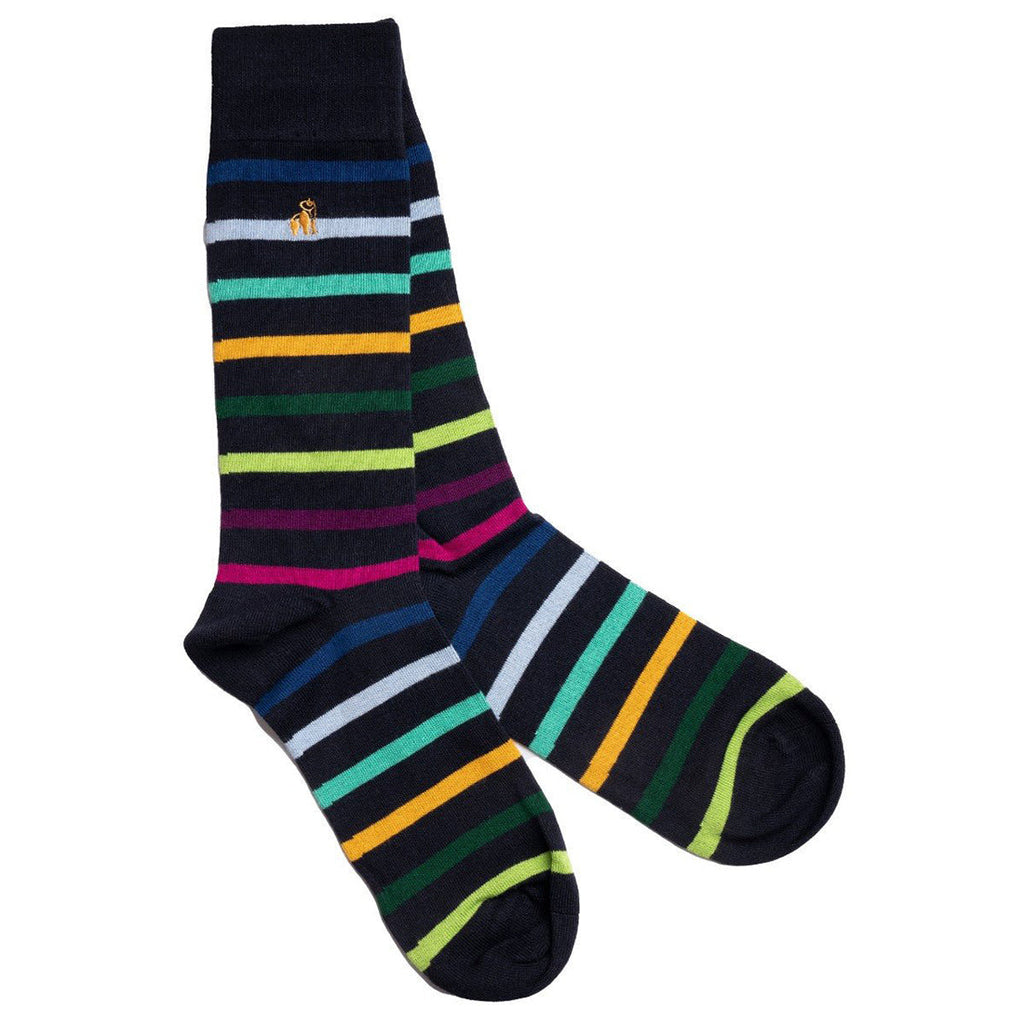 Swole Panda Black Small Striped Bamboo Socks – Soft & Durable