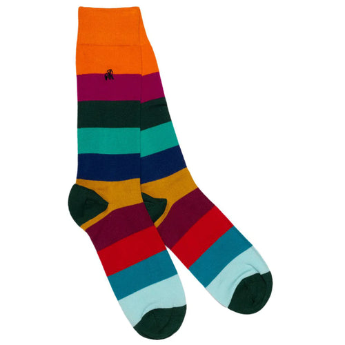 Swole Panda Bamboo Socks – Block Striped Comfort Cuff Diabetic Friendly