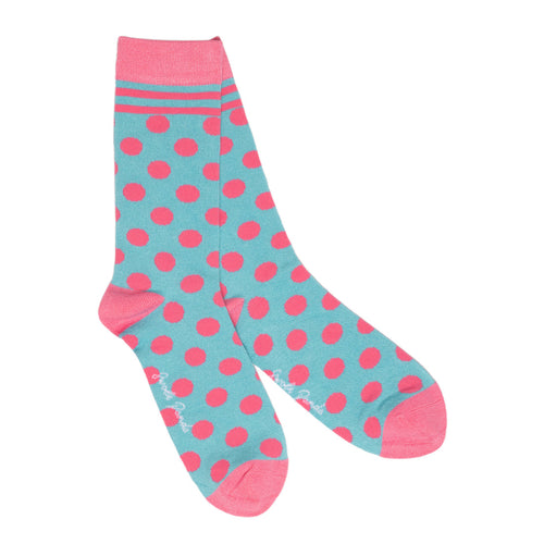 Swole Panda Bamboo Socks – Blue and Pink Polka Dot Breathable Soft Socks