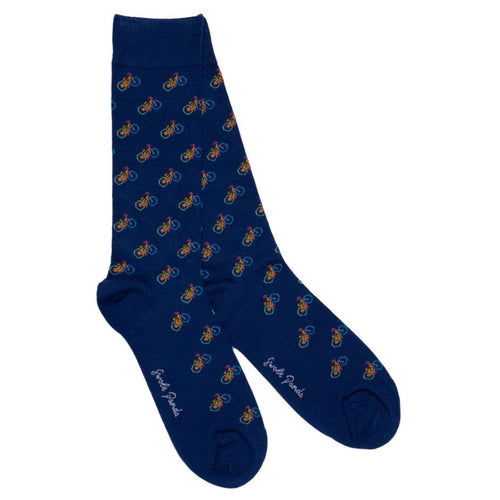 Swole Panda Blue Bicycle Bamboo Socks – Diabetic Friendly Comfort Cuff