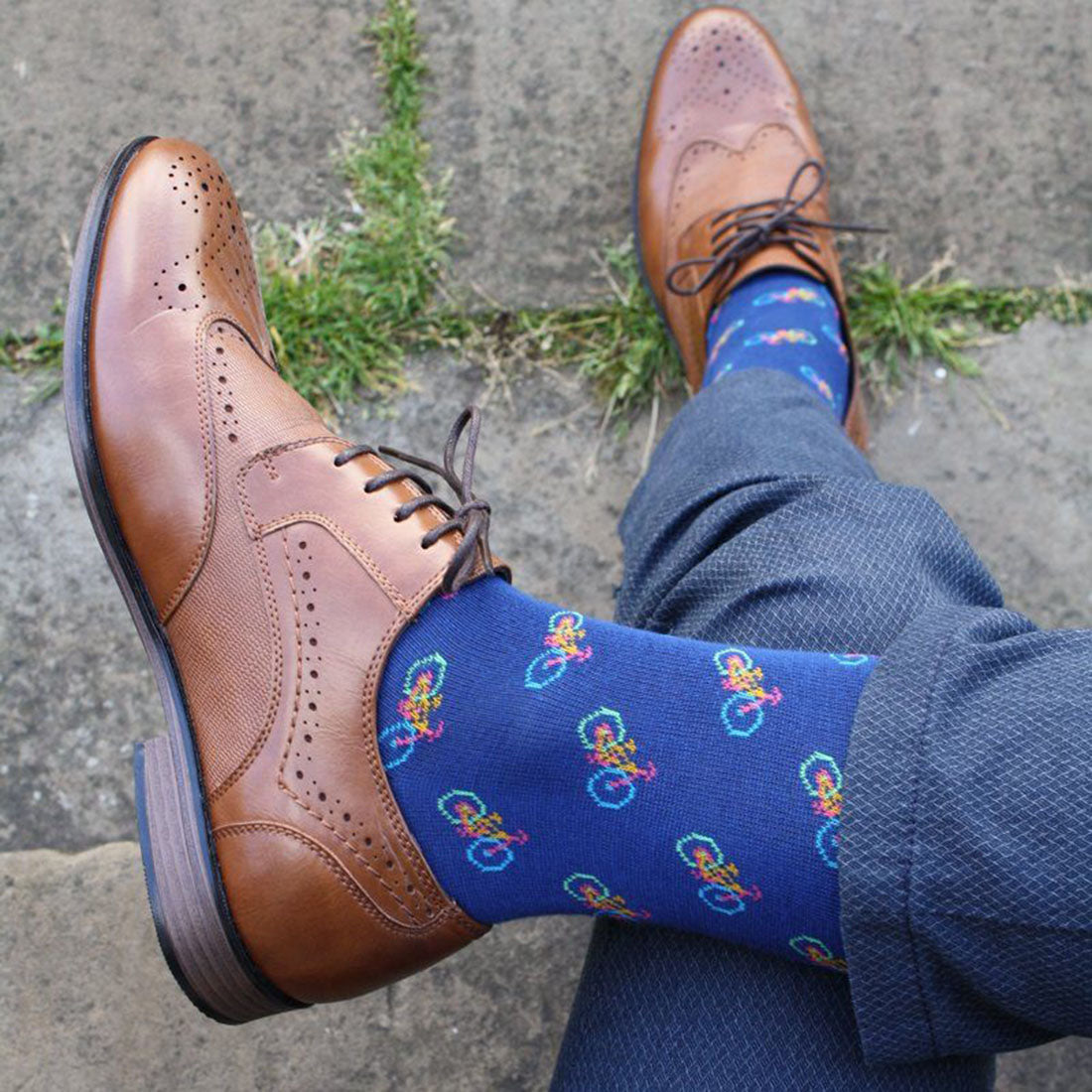 Swole Panda Blue Bicycle Bamboo Socks – Diabetic Friendly Comfort Cuff