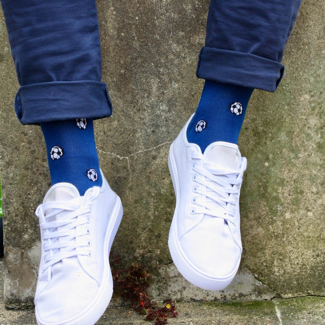 Swole Panda Blue Football Bamboo Socks – Durable and Soft Athletic Wear