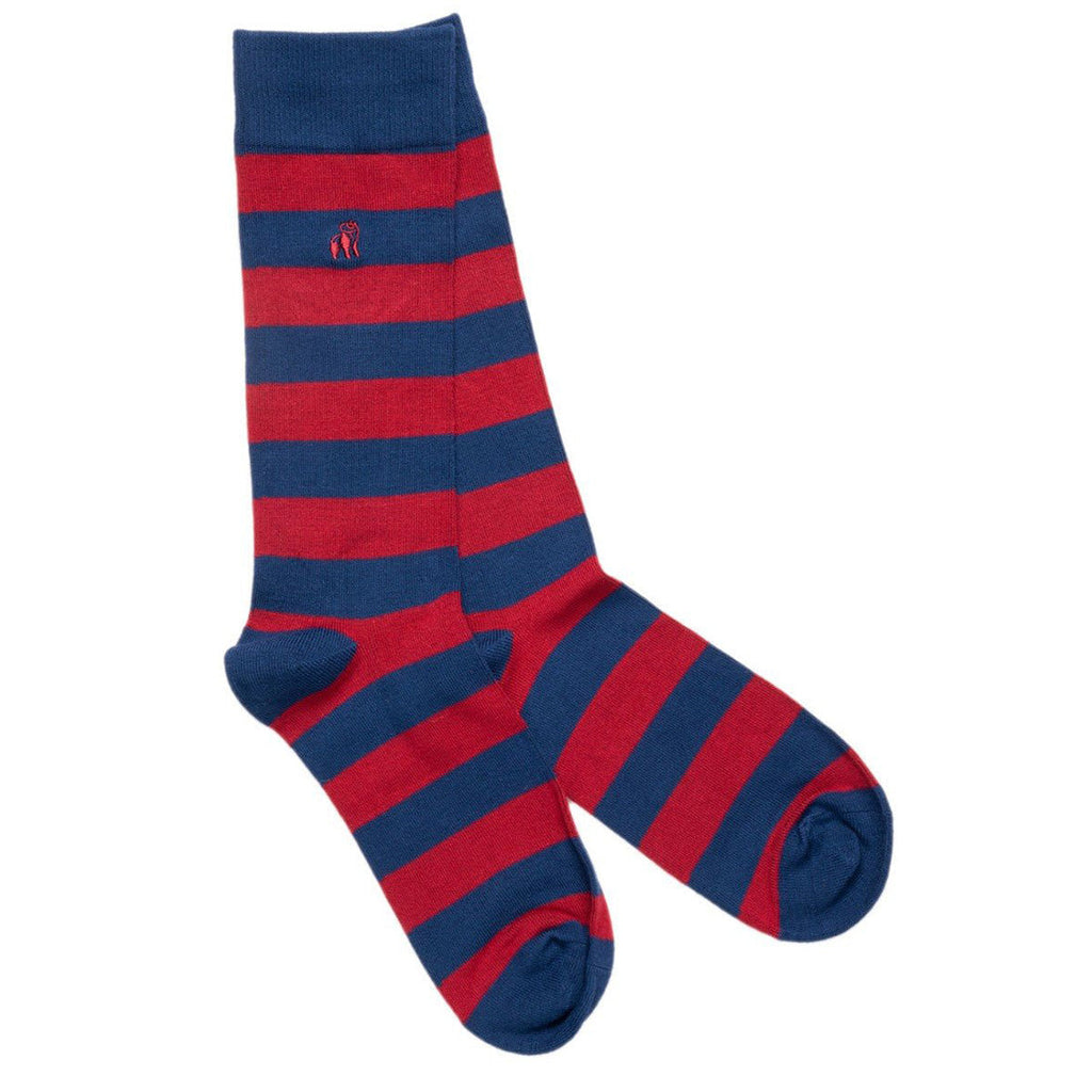 Swole Panda Burgundy Striped Bamboo Socks – Soft & Breathable Blend