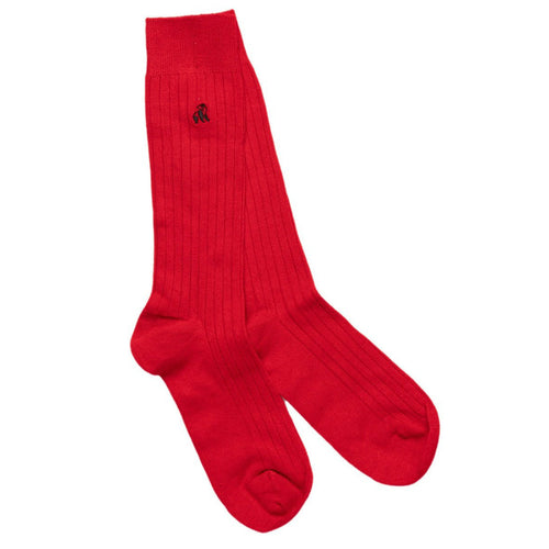 Swole Panda Classic Red Bamboo Socks – Ribbed Comfort Cuff for Men