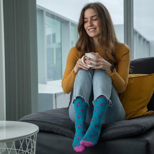 Swole Panda Flamingo Bamboo Socks – Non-Binding Comfort Cuff for Diabetics