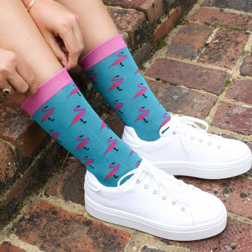 Swole Panda Flamingo Bamboo Socks – Non-Binding Comfort Cuff for Diabetics