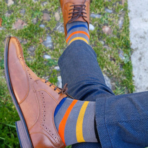Swole Panda Grey Striped Bamboo Socks – Comfort Cuff Diabetic Socks
