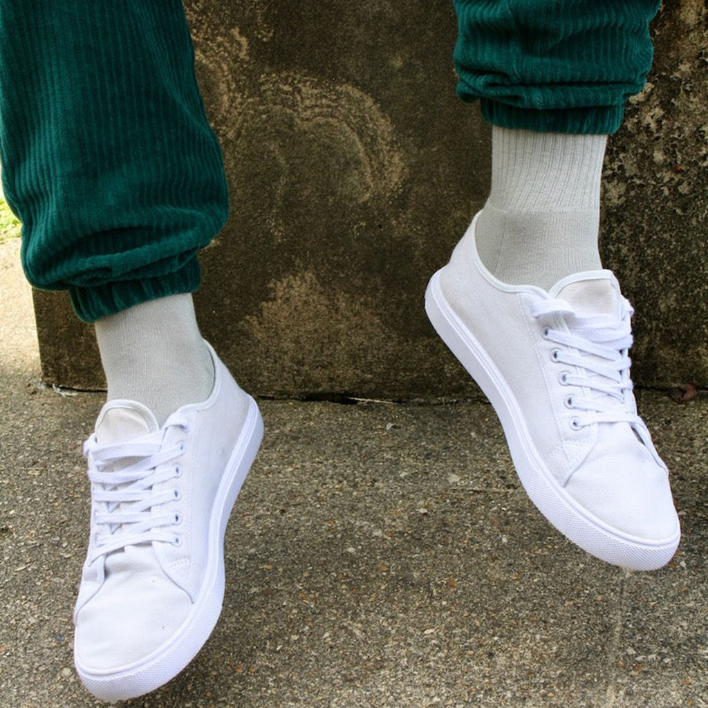 Swole Panda Light Grey Athletic Bamboo Socks – Breathable Striped Design