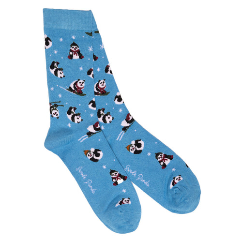 Swole Panda Blue Skiing Panda Bamboo Socks – Sustainable Novelty Gift